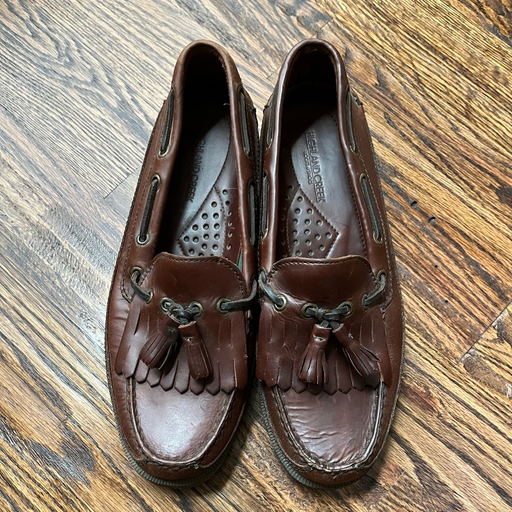 Brown leather loafers with tassel. Like new, bought and only worn once.